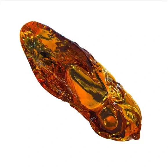 Fenton Victorian Rose Style Amber Glass Slipper Shoe Figurine vintage glass - Picture 4 of 8